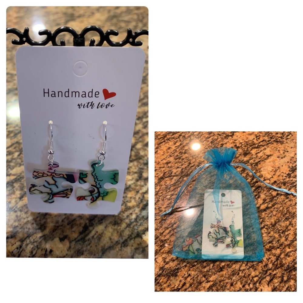 Handmade puzzle earrings - Picture 1 of 9